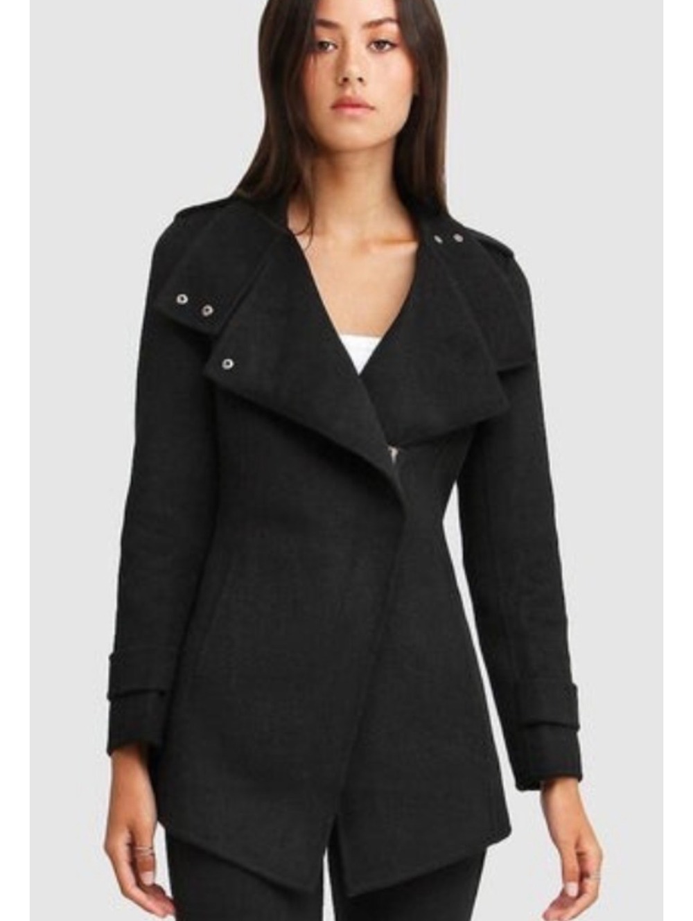 NWT Bad Girl Wool Blend Black Moto Coat Size Small